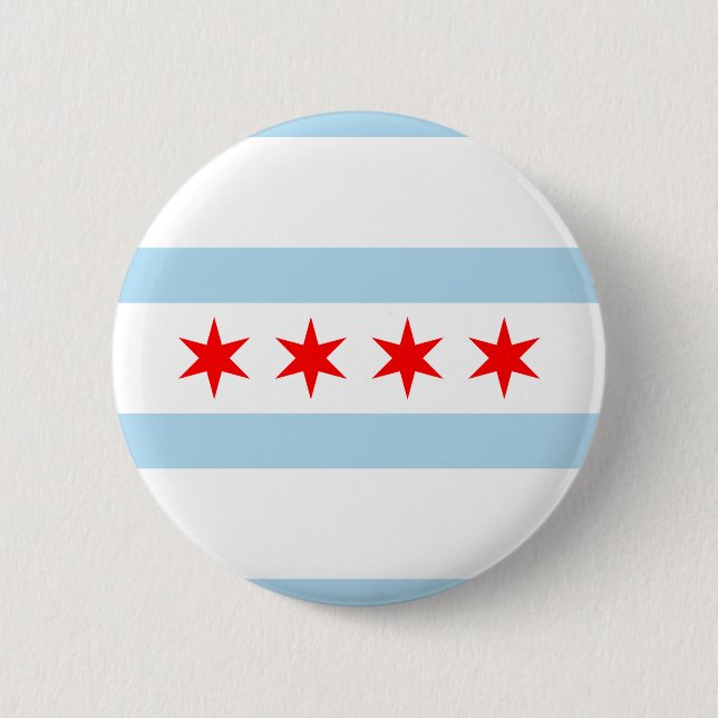 Flagge von Chicago, Illinois Button (Vorderseite)