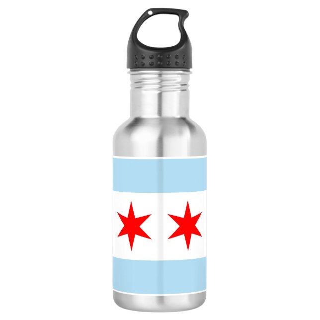 Flagge von Chicago, Illinois Edelstahlflasche (Vorderseite)