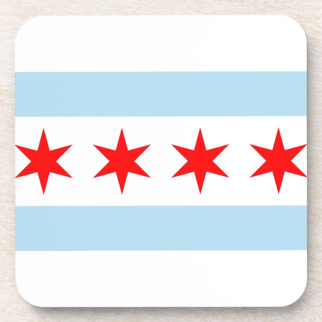 Flagge von Chicago, Illinois Getränkekasten Getränkeuntersetzer (Vorderseite)