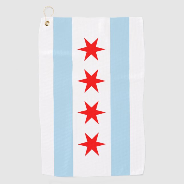 Flagge von Chicago, Illinois Golfhandtuch (Vorderseite)