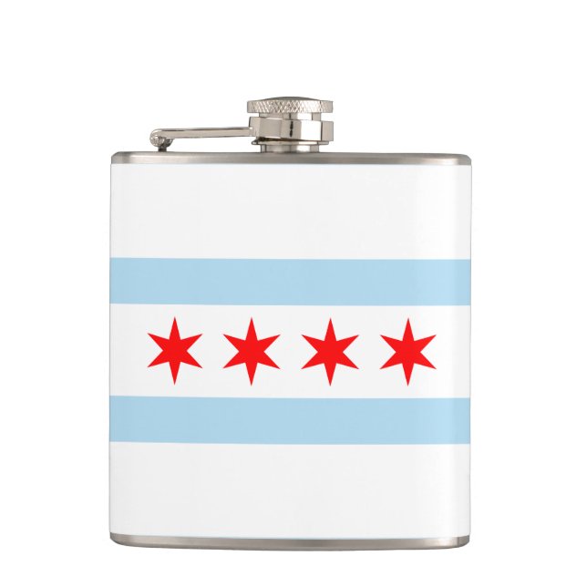 Flagge von Chicago, Illinois Hip Flask Flachmann (Vorderseite)