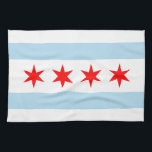 Flagge von Chicago, Illinois Küchentücher<br><div class="desc">Küchentücher mit Flagge der Stadt Chicago (größte Stadt in Illinois),  weiße und hellblaue gestreifte Flagge mit vier roten Sternen</div>