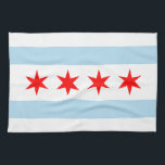 Flagge von Chicago, Illinois Küchentücher<br><div class="desc">Küchentücher mit Flagge der Stadt Chicago (größte Stadt in Illinois),  weiße und hellblaue gestreifte Flagge mit vier roten Sternen</div>