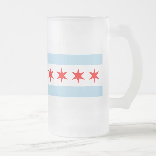 Flagge von Chicago, Illinois Mattglas Bierglas (Rechts)