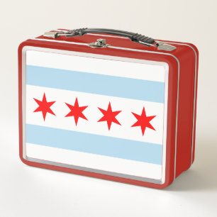 Flagge von Chicago, Illinois Metall-Lunchbox Metall Brotdose