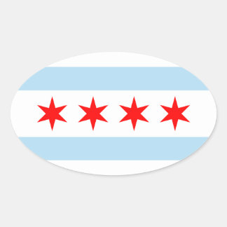 Flagge von Chicago, Illinois Ovaler Aufkleber