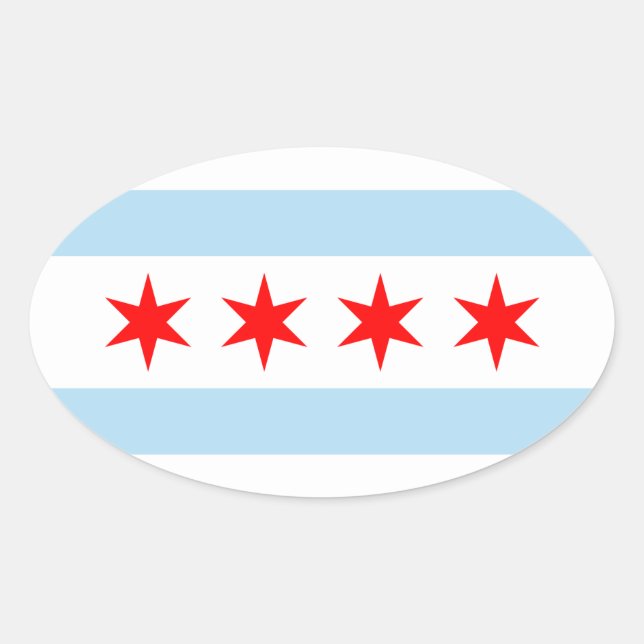 Flagge von Chicago, Illinois Ovaler Aufkleber (Vorderseite)