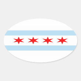 Flagge von Chicago, Illinois Ovaler Aufkleber