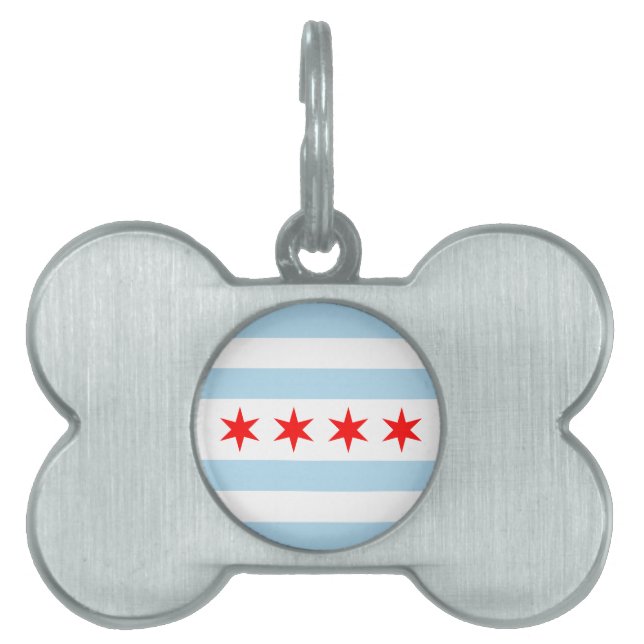 Flagge von Chicago, Illinois Pet ID-Tag Tiermarke (Vorderseite)