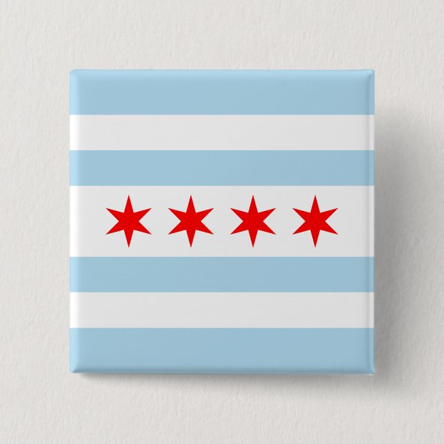 Flagge von Chicago, Illinois Pinback Button (Vorderseite)