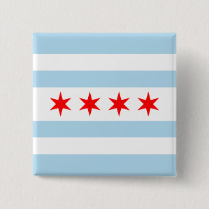 Flagge von Chicago, Illinois Pinback Button