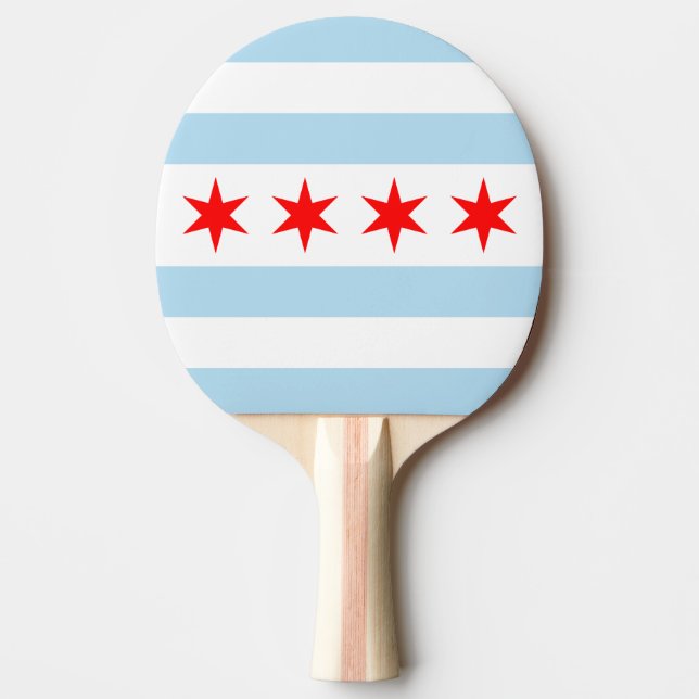 Flagge von Chicago, Illinois Ping-Pong Paddle Tischtennis Schläger (Vorderseite)