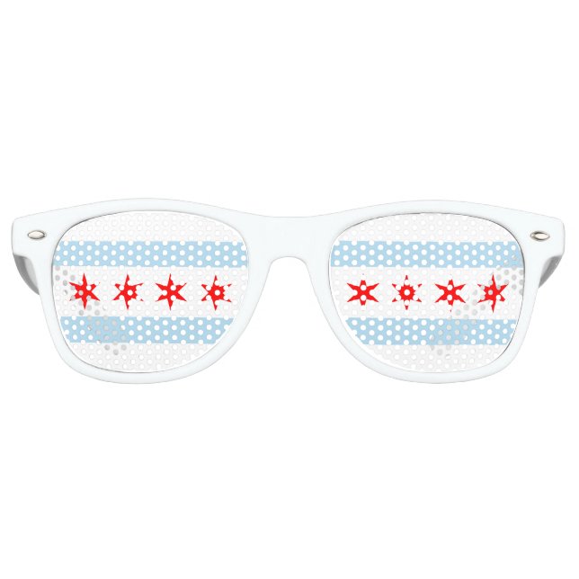 Flagge von Chicago, Illinois Retro-Sonnenbrille Partybrille (Vorderseite)