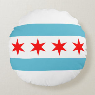 Flagge von Chicago (Illinois) Rundes Kissen