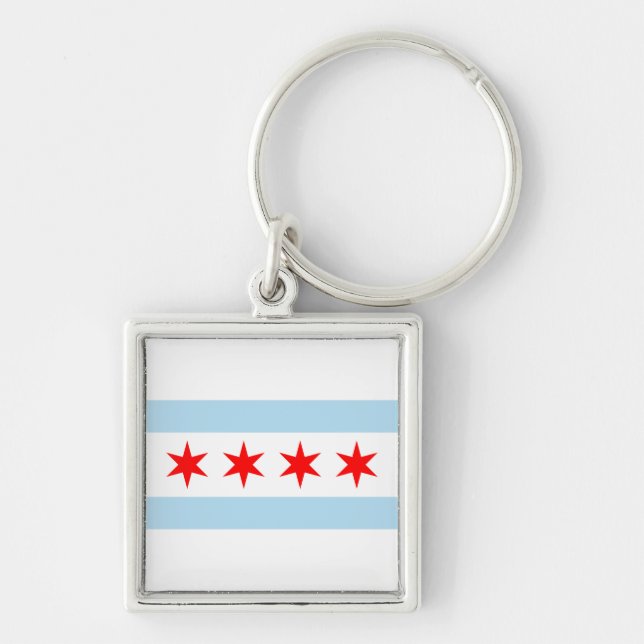 Flagge von Chicago, Illinois-Schlüsselanhänger Schlüsselanhänger (Vorne)
