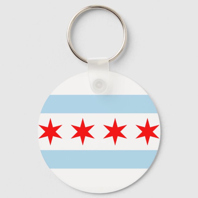 Flagge von Chicago, Illinois-Schlüsselanhänger Schlüsselanhänger (Vorderseite)