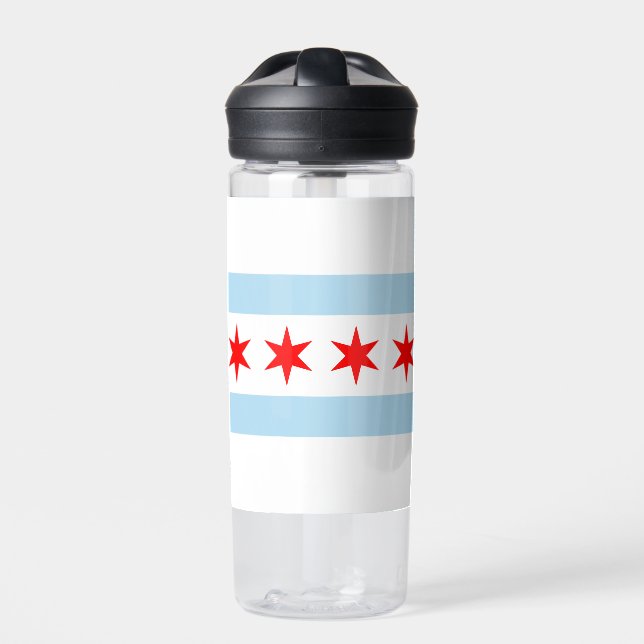 Flagge von Chicago, Illinois Trinkflasche (Vorderseite)
