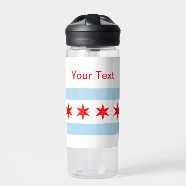 Flagge von Chicago, Illinois Trinkflasche (Vorderseite)