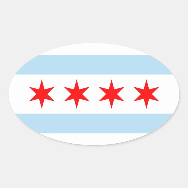 Flagge von Chicago in Shirt Ovaler Aufkleber (Vorderseite)