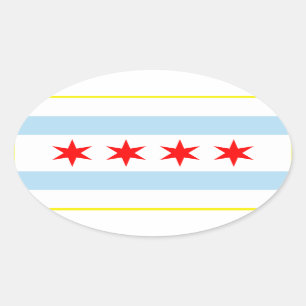 Flagge von Chicago in Shirt Ovaler Aufkleber