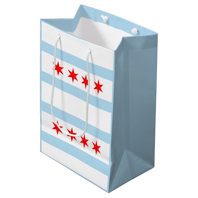 Flagge von Chicago Mittlere Geschenktüte (Vorderseite Schrägansicht)
