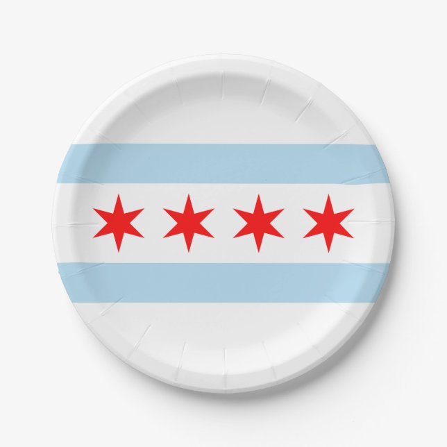 Flagge von Chicago Pappteller (Vorderseite)
