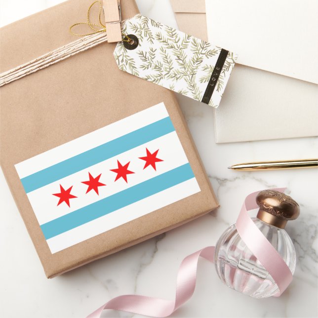 Flagge von Chicago Rechteckiger Aufkleber (Schenken)