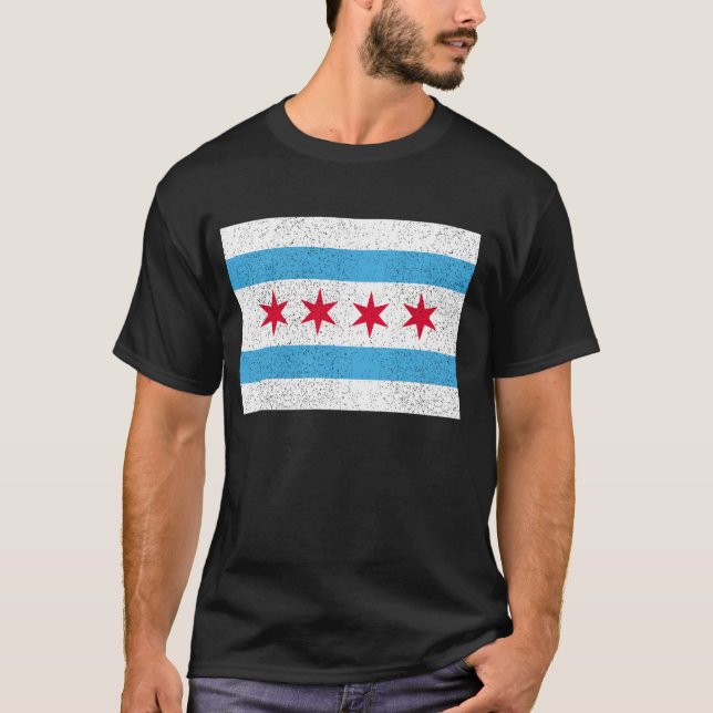 Flagge von Chicago T-Shirt (Vorderseite)