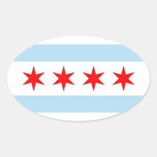 Flagge von Chicago-T-Shirt Ovaler Aufkleber