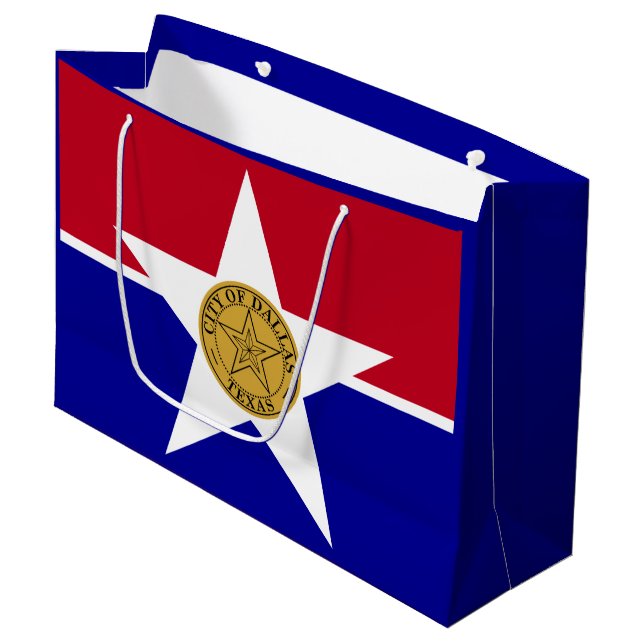 Flagge von Dallas, Texas große Geschenktasche Große Geschenktüte (Vorderseite Schrägansicht)