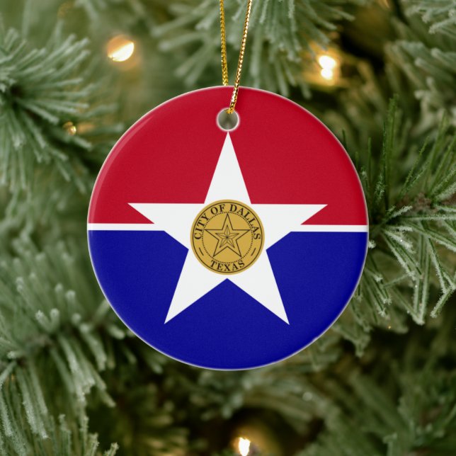 Flagge von Dallas (Texas) Keramik Ornament (Baum)