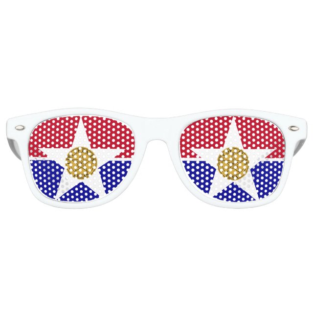 Flagge von Dallas, Texas Retro-Sonnenbrille Partybrille (Vorderseite)