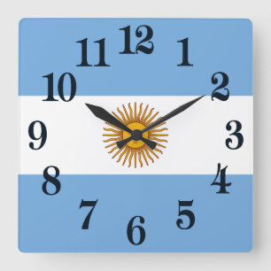 Flagge von De Argentinien Argentinien-Bandera Quadratische Wanduhr
