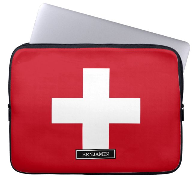 Flagge von der Schweiz Laptopschutzhülle (Vorderseite)