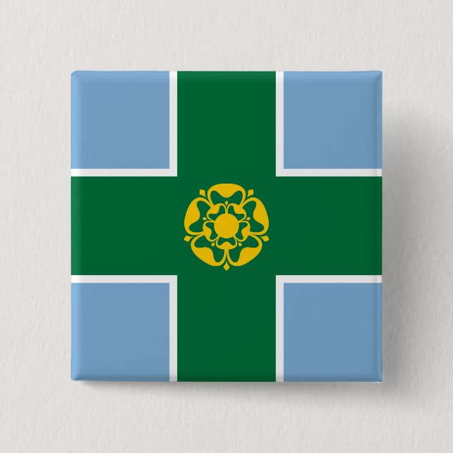 Flagge von Derbyshire (Landkreis von England, UK) Button (Vorderseite)
