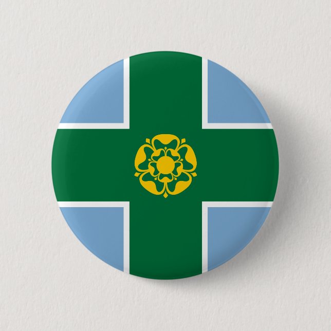 Flagge von Derbyshire (Landkreis von England, UK) Button (Vorderseite)