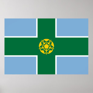Flagge von Derbyshire (Landkreis von England, UK) Poster
