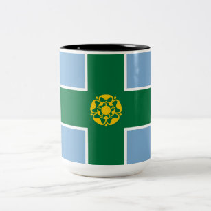 Flagge von Derbyshire (Landkreis von England, UK) Zweifarbige Tasse