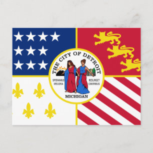 Flagge von Detroit, Michigan Postkarte