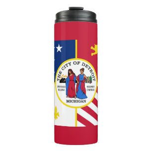 Flagge von Detroit, Michigan Thermal Tumbler Thermosbecher