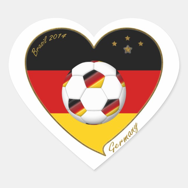 Flagge von DEUTSCHLAND FUSSBALL von Nationalelf Herz-Aufkleber (Vorderseite)
