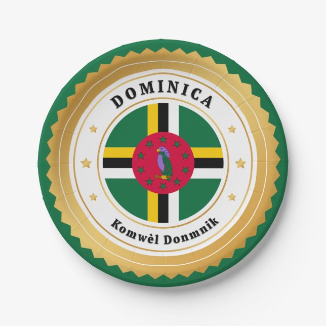 Flagge von Dominica Pappteller (Vorderseite)