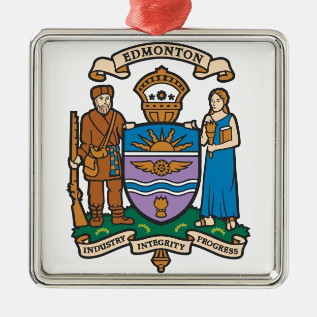 Flagge von Edmonton (Alberta, Kanada) Ornament Aus Metall (Vorne)