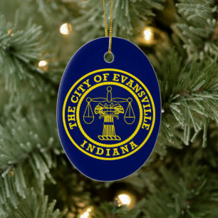 Flagge von Evansville, Indiana Keramik Ornament