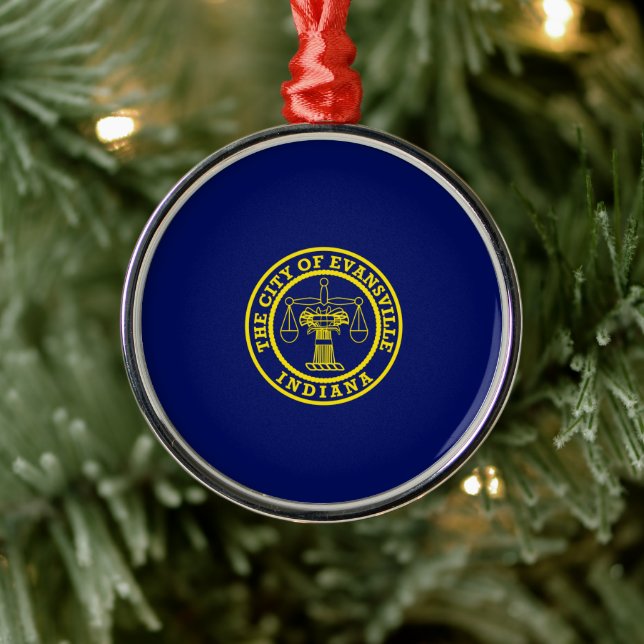 Flagge von Evansville (Indiana) Ornament Aus Metall (Baum)