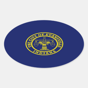 Flagge von Evansville, Indiana Oval Sticker