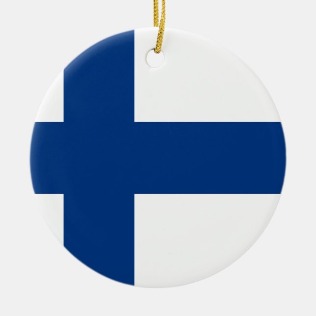 Flagge von Finnland (Suomen lippu, Finlands Keramik Ornament (Vorne)