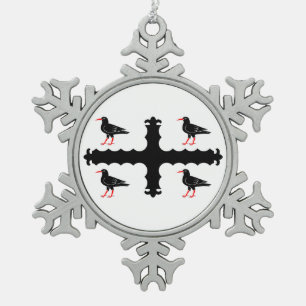 Flagge von Flintshire  Schneeflocken Zinn-Ornament