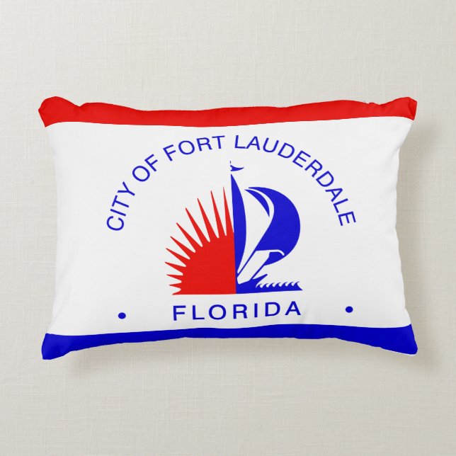 Flagge von Fort Lauderdale, Florida Dekokissen (Vorderseite)