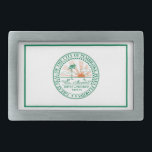 Flagge von Fort Pembroke Pines, Florida Rechteckige Gürtelschnalle<br><div class="desc">Gürtelschnalle mit Design mit der Fahne von Pembroke Pines,  Florida. Eine weiße Flagge mit einem grünen Siegel in der Stadt</div>